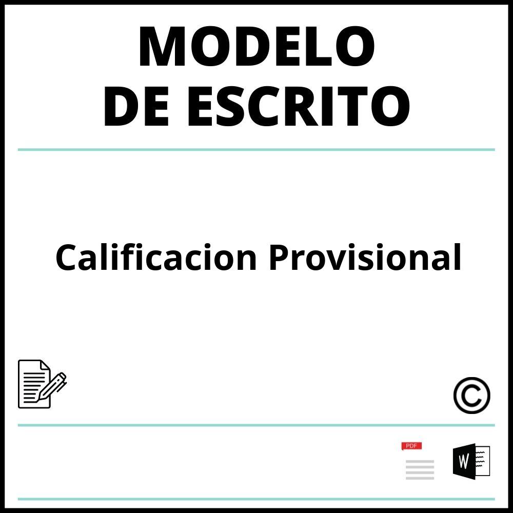 Modelo Escrito De Calificacion Provisional