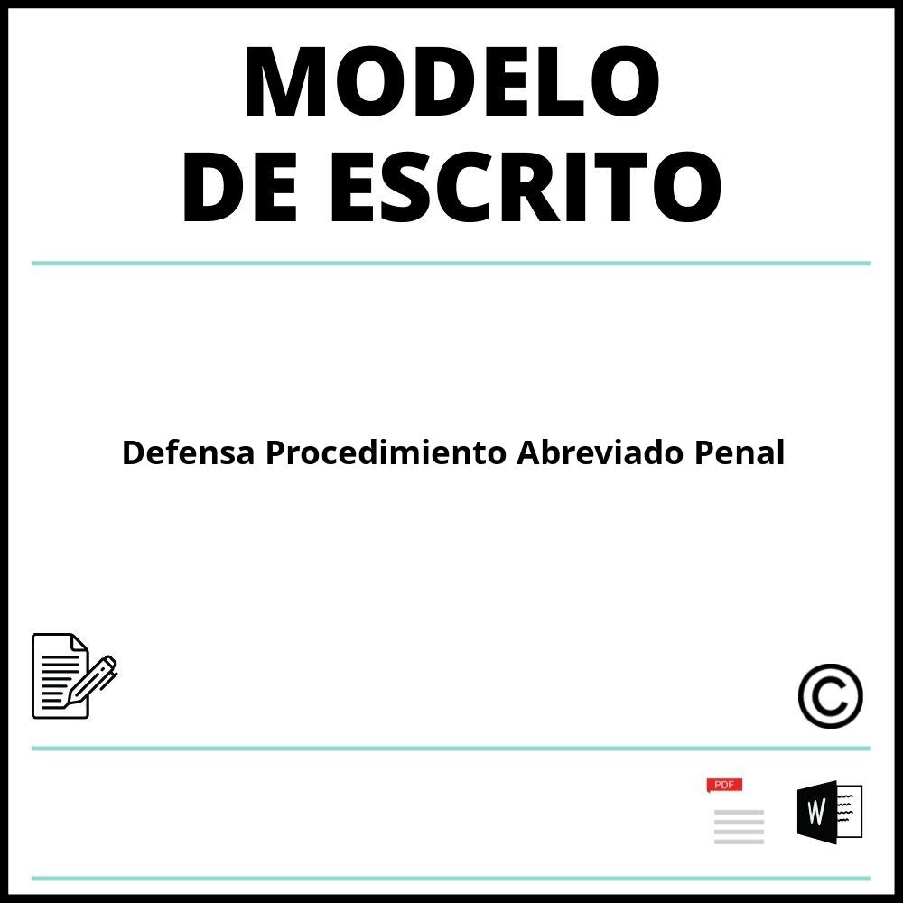 Modelo Escrito De Defensa Procedimiento Abreviado Penal